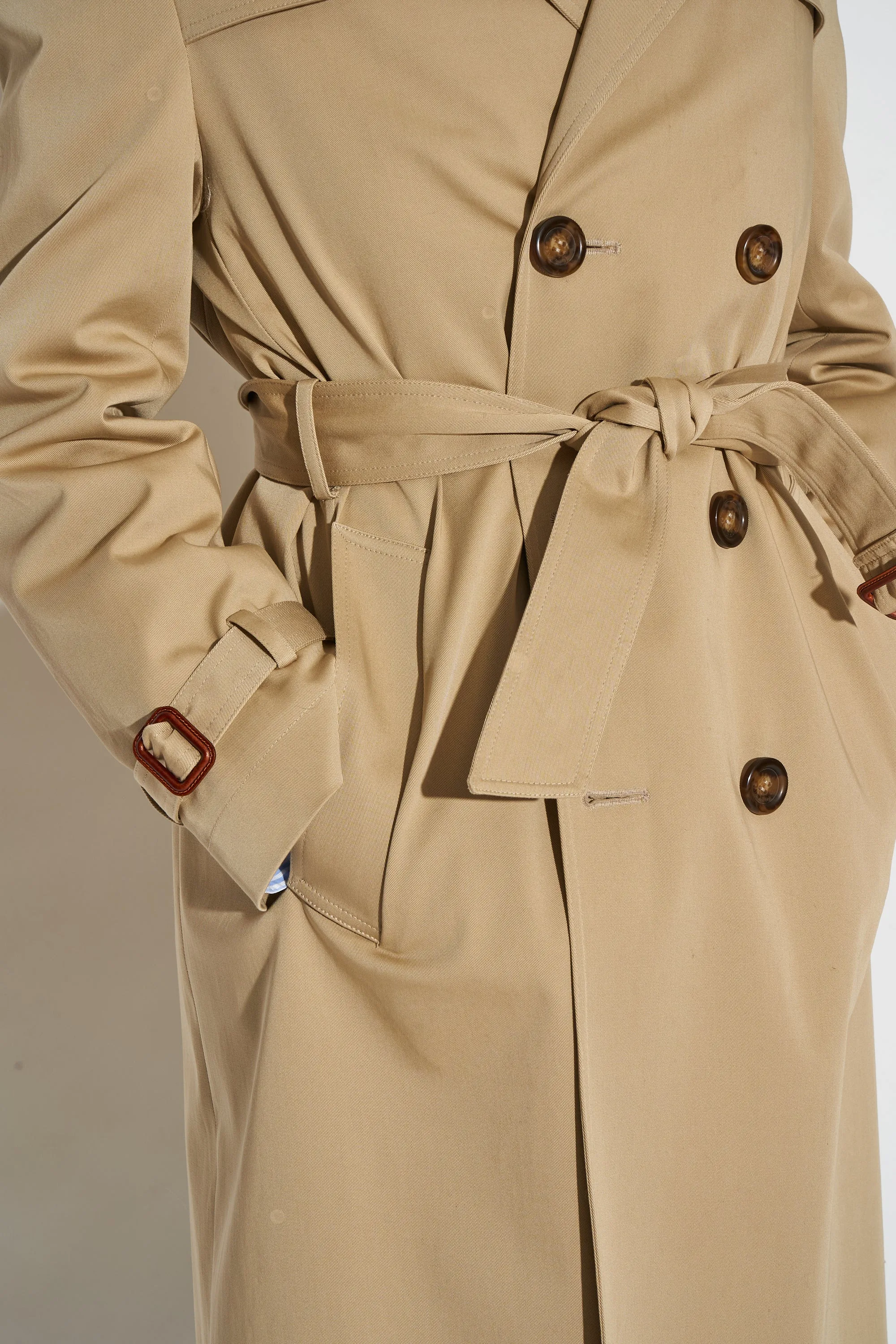 Long trench en gabardine de coton