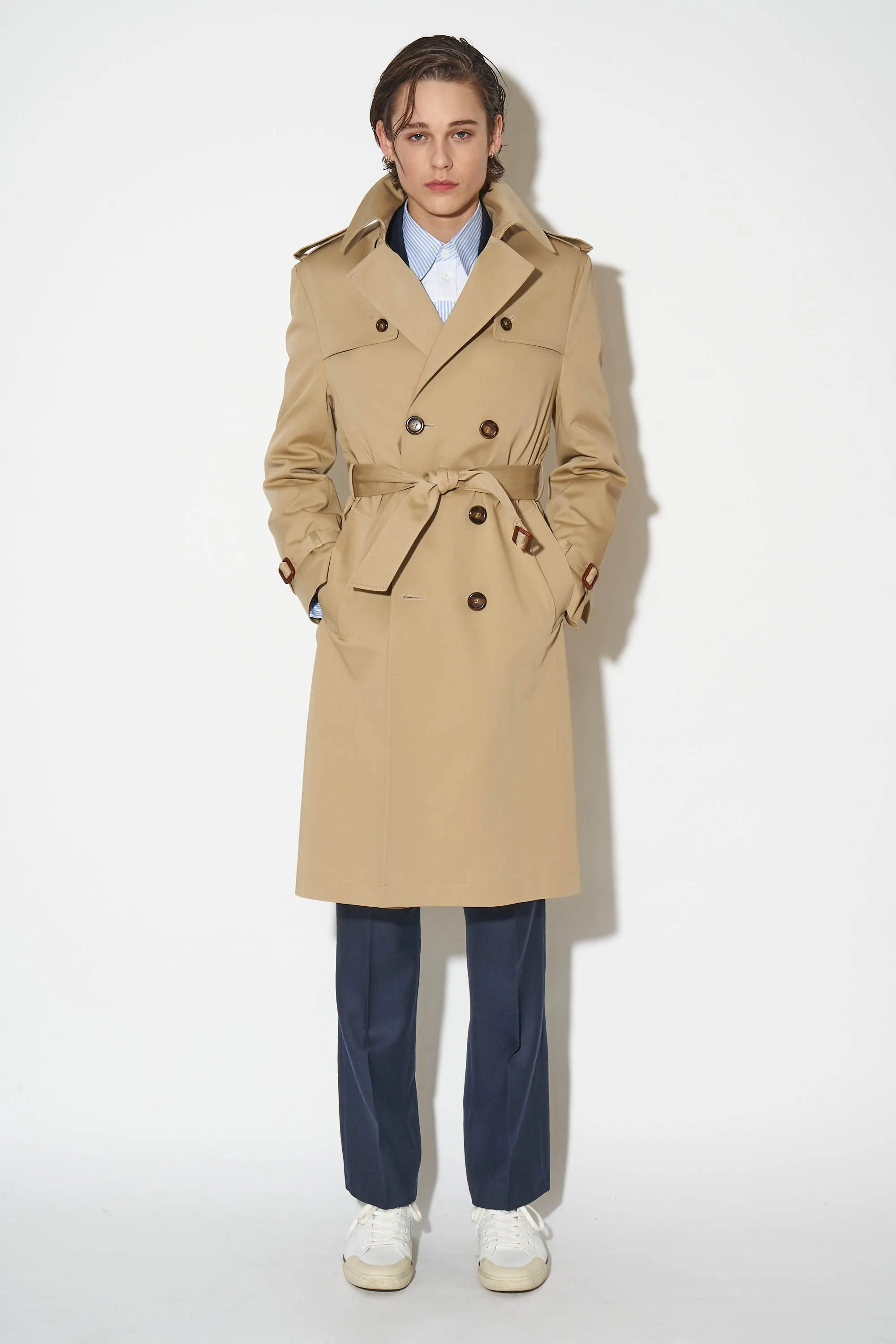 Long trench en gabardine de coton