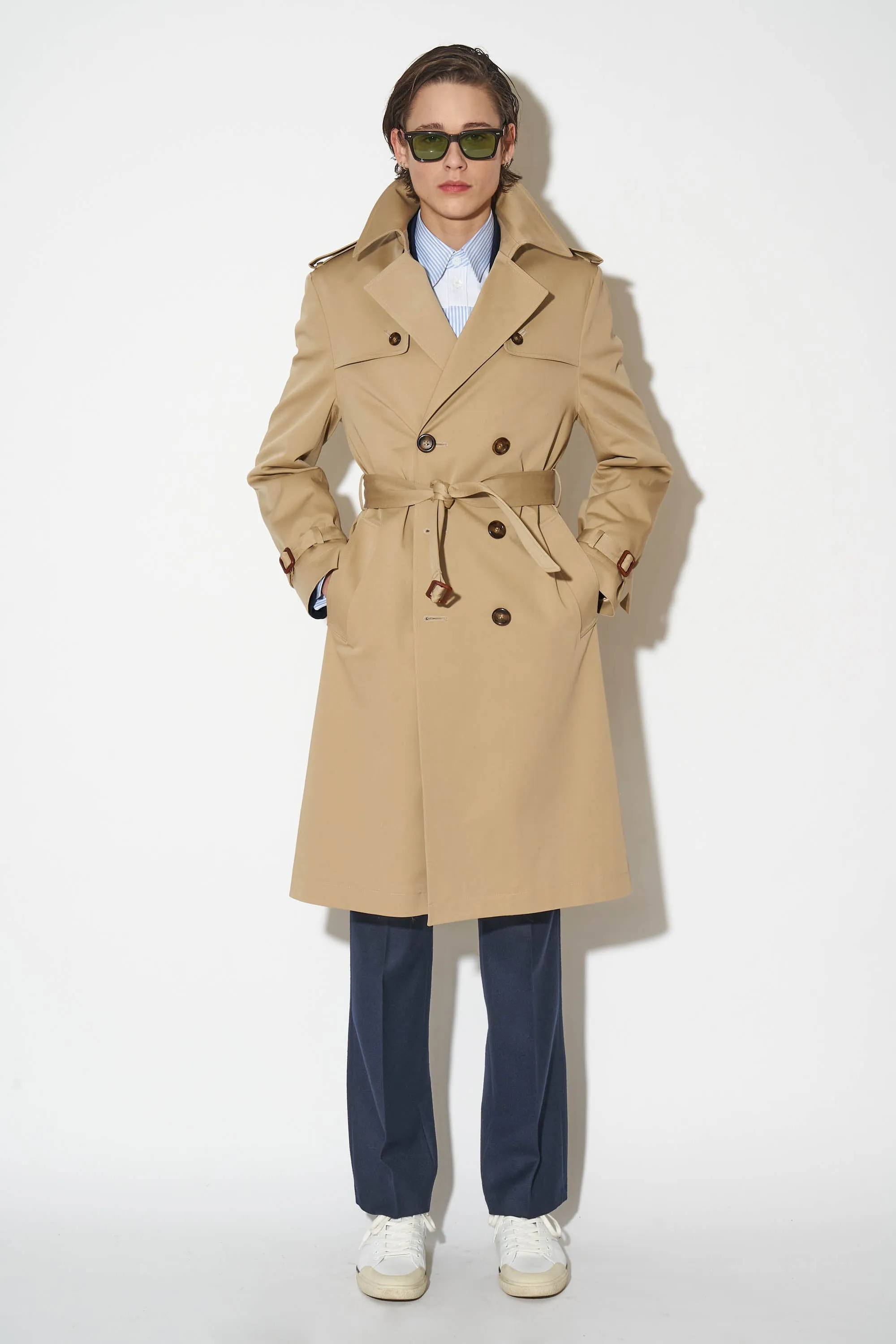 Long trench en gabardine de coton