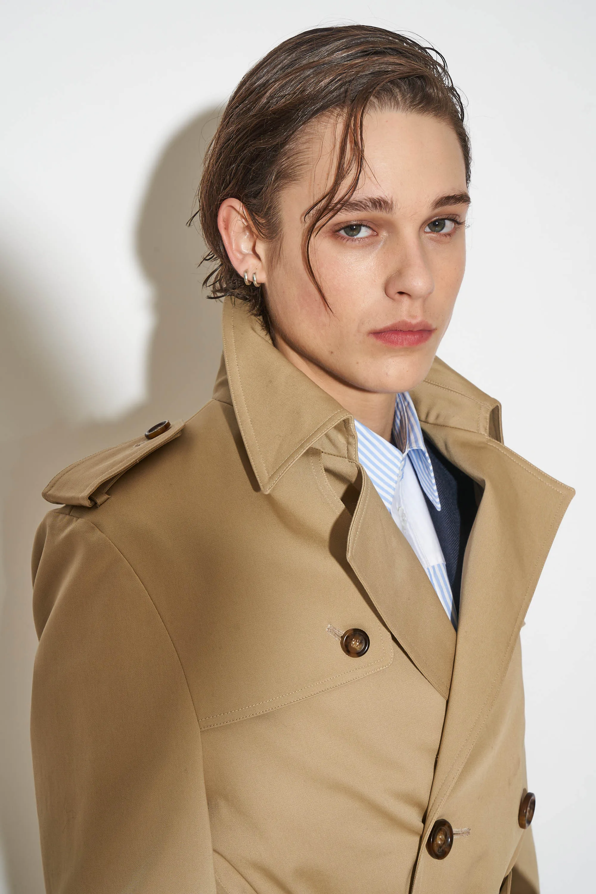 Long trench en gabardine de coton