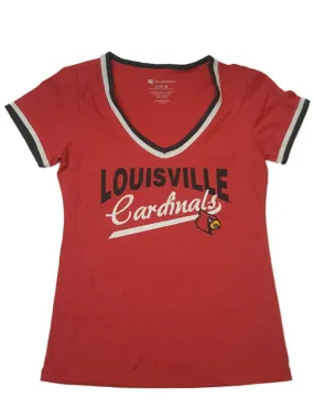 Louisville Cardinals Colosseum WOMEN'S Red Short Sleeve V-Neck T-Shirt (M)