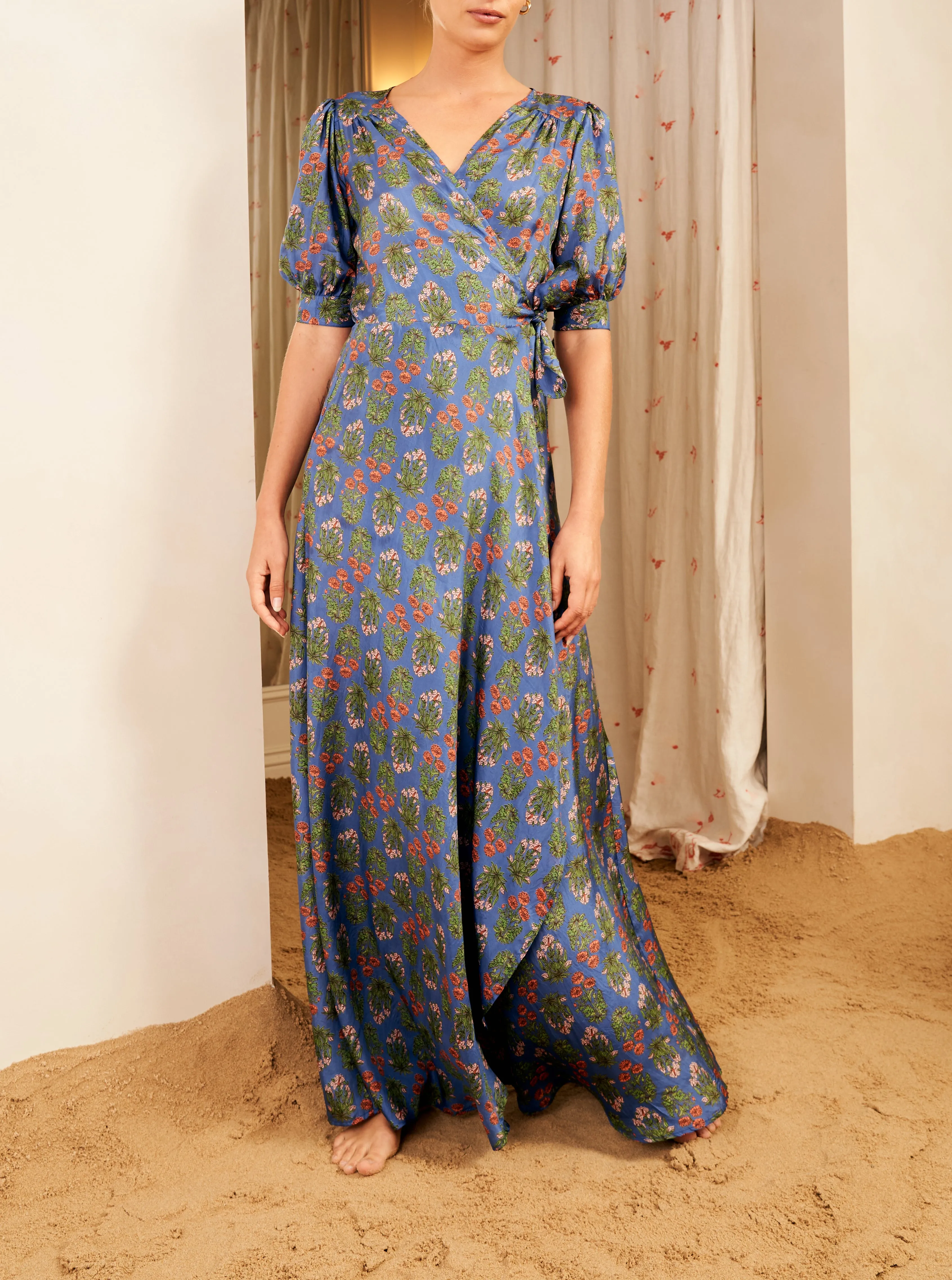 Luna Wrap Dress in Silk Fortuna