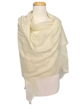 Luxury Pashmina Shawl - Pure Cashmere - Off White Cream