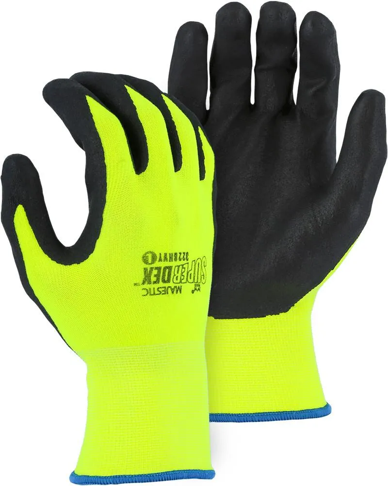 Majestic 3228HVY Super-Dex Nitrile Coated Work Gloves, Lightweight, Hi-Vis (One Dozen)