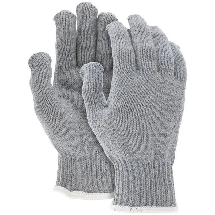 MCR Safety 9507MH 7 Gauge Heavy Weight String Knit Work Gloves, Gray, Box of 12 Pairs