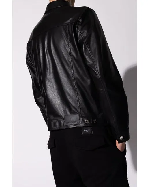 Men’s Black Leather Shirt Denim Style