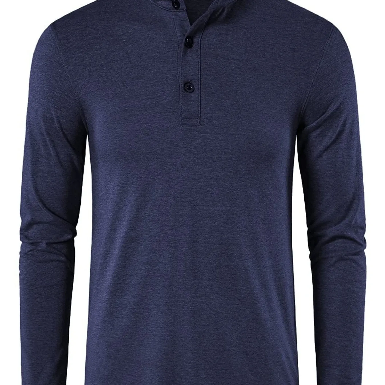 Men's Long Sleeve Henley Regular Fit Button Up V-neck T-shirt Top