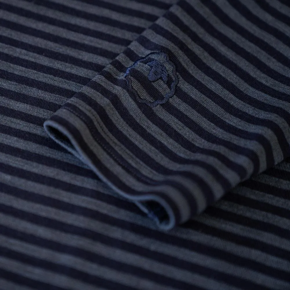 Mens Merino 180 Long Sleeve Crew (Mini Stripe Navy/Denim)