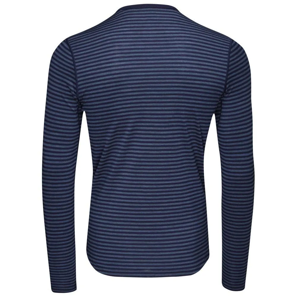 Mens Merino 180 Long Sleeve Crew (Mini Stripe Navy/Denim)