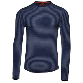 Mens Merino 180 Long Sleeve Crew (Mini Stripe Navy/Denim)