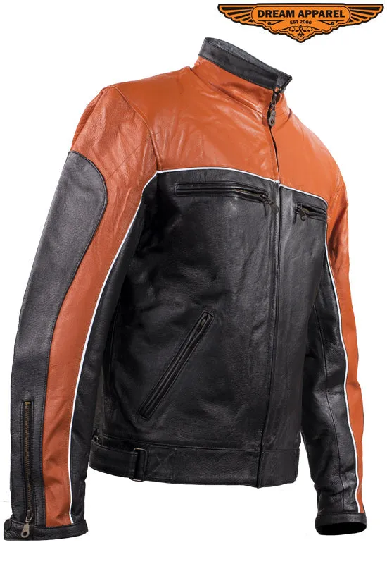 Mens Orange Racer Jacket