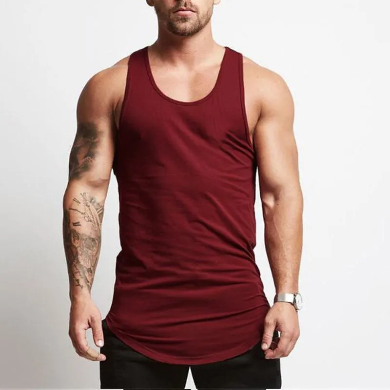 Men's Solid Color Cotton Sleeveless Sports Vest