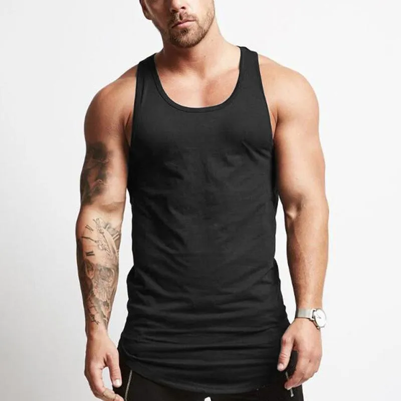 Men's Solid Color Cotton Sleeveless Sports Vest