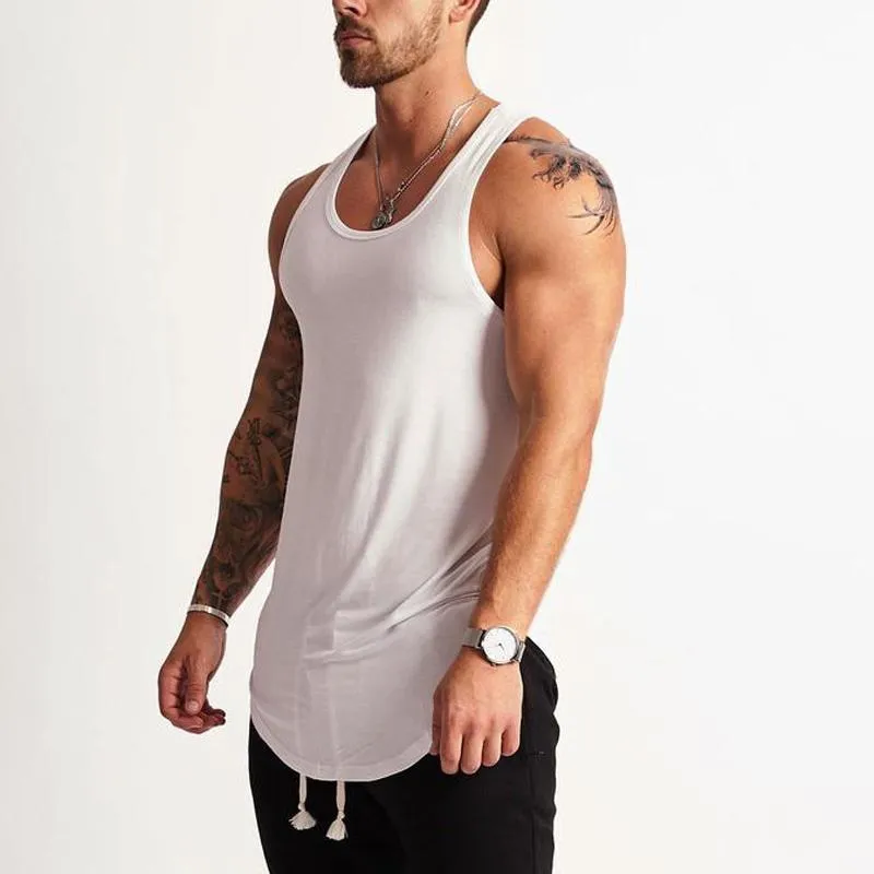 Men's Solid Color Cotton Sleeveless Sports Vest