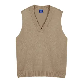 Menswear Korean Style Fashion Knitted Vest Men's Autumn Personalized V-Neck Loose Sleeveless Sweater Vests Tide