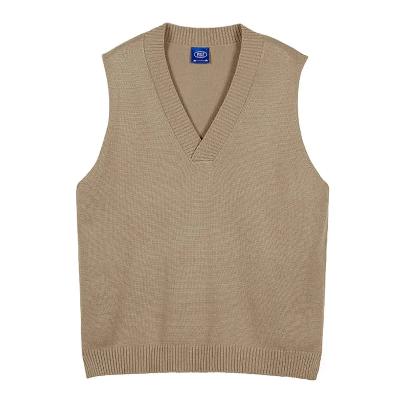 Menswear Korean Style Fashion Knitted Vest Men's Autumn Personalized V-Neck Loose Sleeveless Sweater Vests Tide