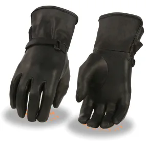 Milwaukee Leather MG7725 Women's Black Leather Gauntlet Motorcycle Gloves w/ Wrist Strap Closure