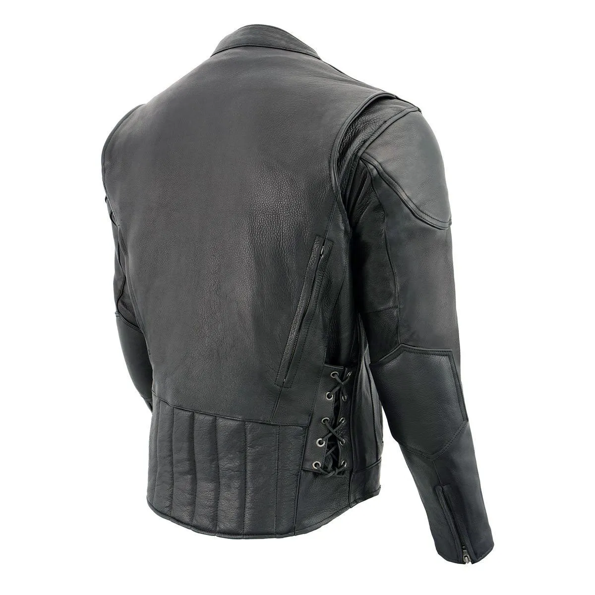 Milwaukee Leather ML1010 Men's Side Lace Vented Black Leather Scooter Jacket