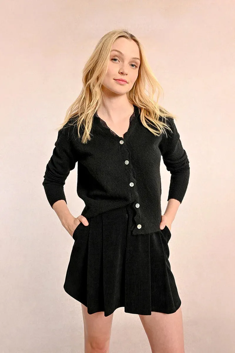 Molly Bracken Scalloped Black Cardigan