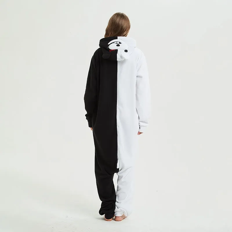 Monokuma Kigurumis Adult Onesie  Bear Jumpsuit Pajama Black White Animal Outfit Women Men Party Suit Winter Overall