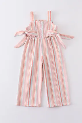 Multicolored stripe girl jumpsuit