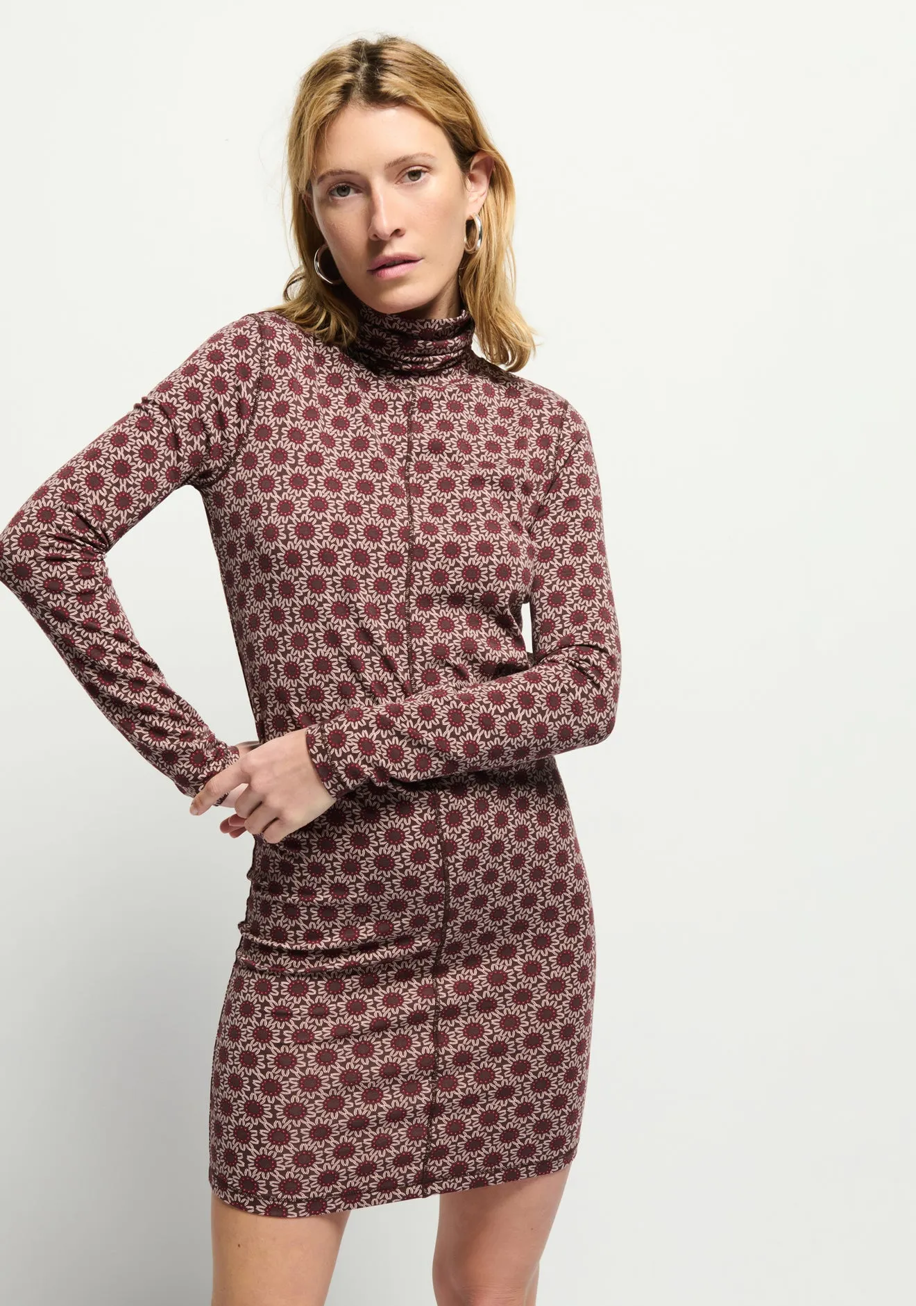 Nation LTD - Astrid Turtleneck Dress in Geo Floral