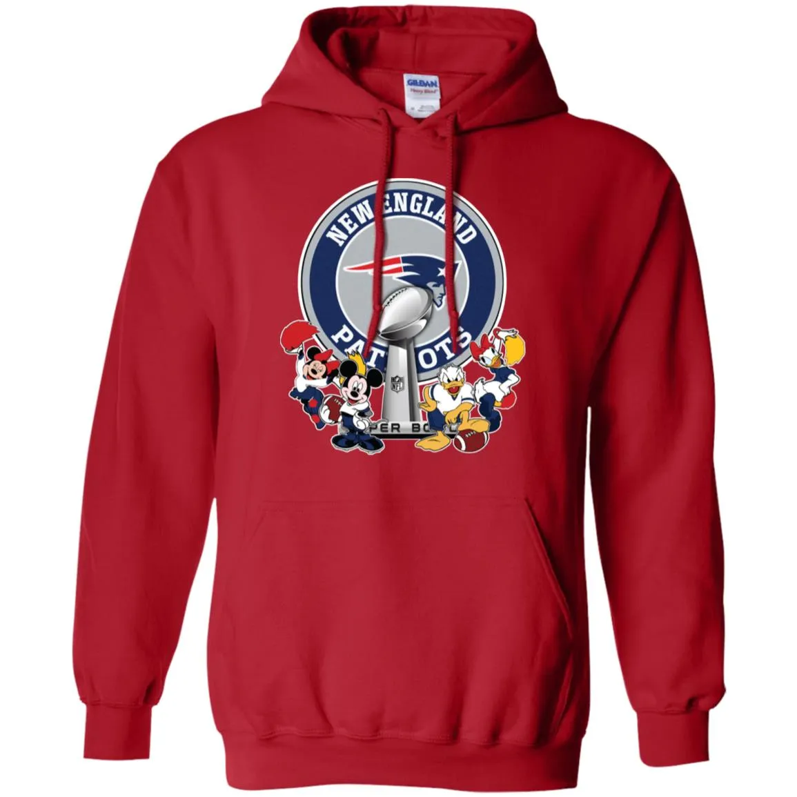 New England Patriots Super Bowl 2019 Mickey Minnie Mouse Donald Daisy Duck Football Nfl Pullover Hoodie Sweatshirt