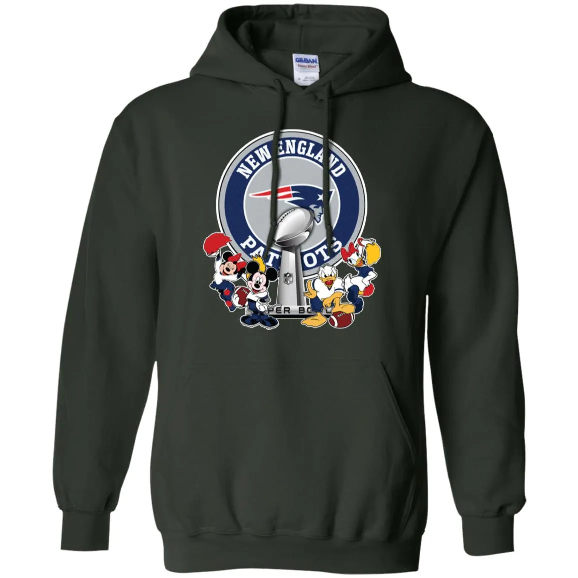 New England Patriots Super Bowl 2019 Mickey Minnie Mouse Donald Daisy Duck Football Nfl Pullover Hoodie Sweatshirt