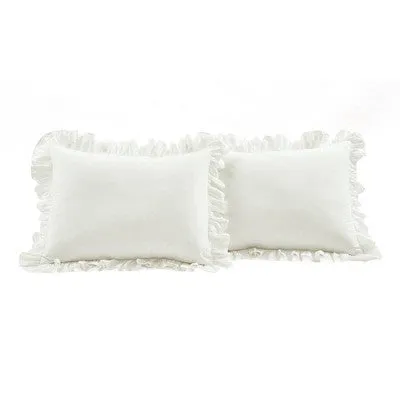 New - Full/Queen 3pc Reyna Cotton Duvet Cover Set White - Lush Décor