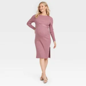 New - Long Sleeve Mini Maternity Wrap Sweater Dress - Isabel Maternity by Ingrid & Isabel Mauve S