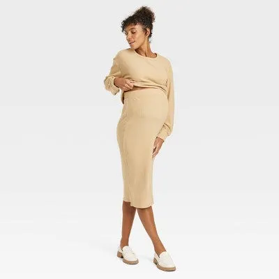 New - Match Back Ribbed Maternity Coordinate Set - Isabel Maternity by Ingrid & Isabel Tan M