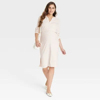 New - Ribbed Henley Maternity Coordinate Set - Isabel Maternity by Ingrid & Isabel Cream M