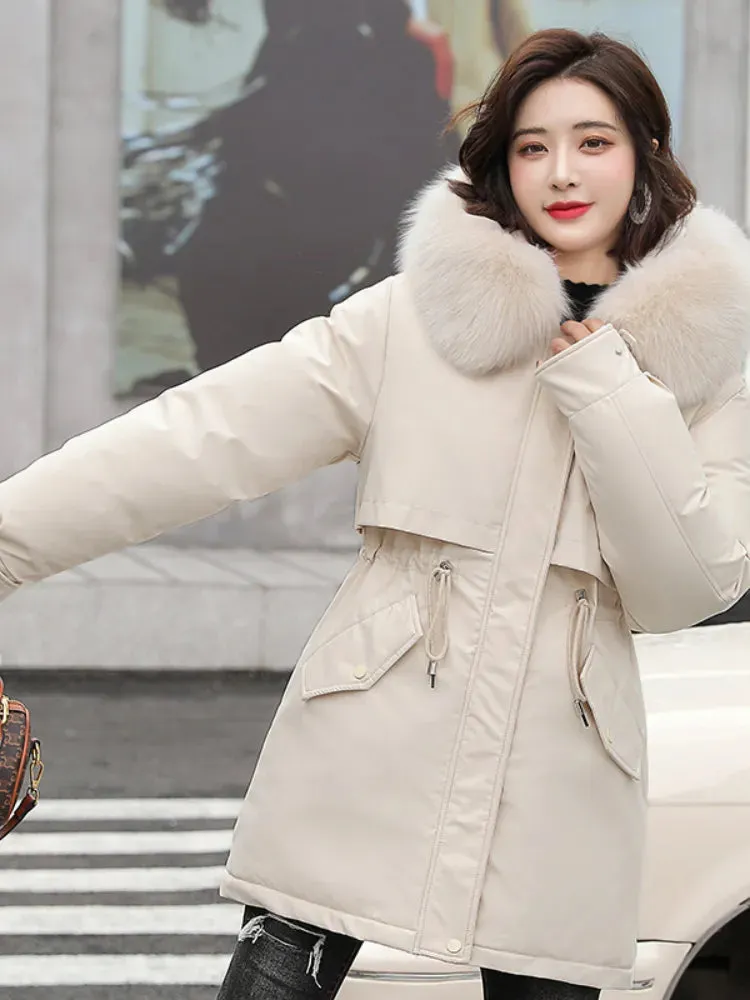 New Winter Jacket Slim with Fur Collar Warm Snows Clothes women's jacket cho