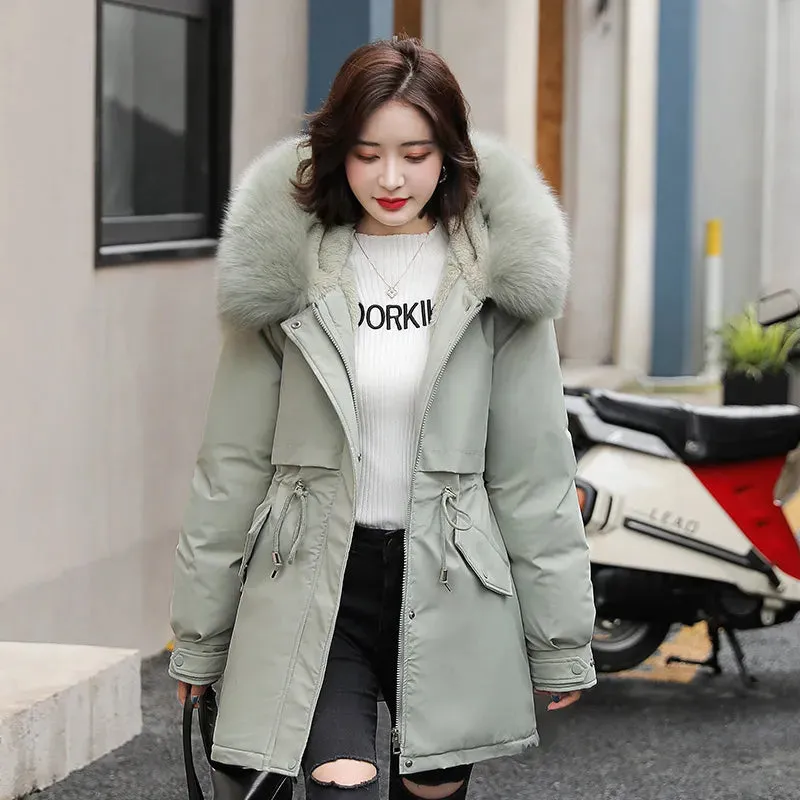 New Winter Jacket Slim with Fur Collar Warm Snows Clothes women's jacket cho