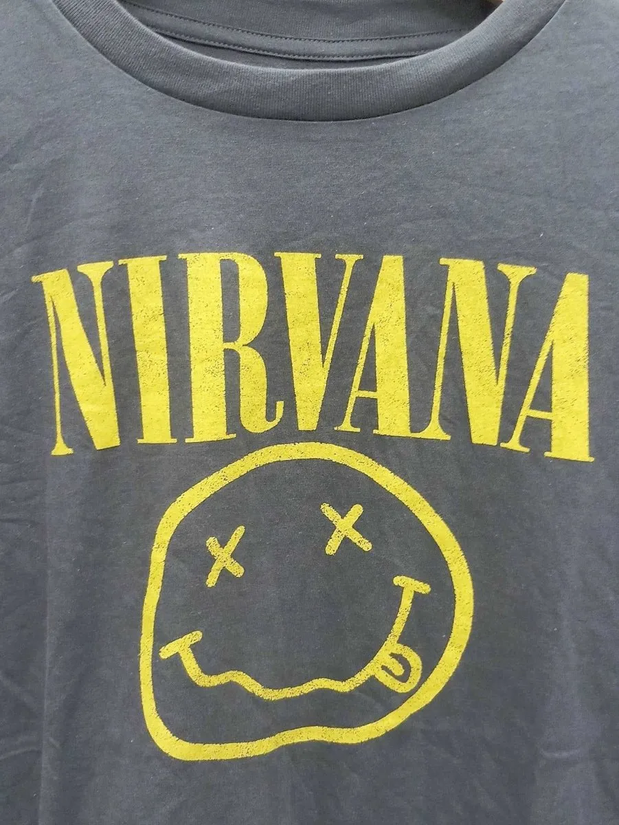 Nirvana T-Shirt with Kurt Cobain's Sub Pop Records Sketch: The Classic Dead Smiley Design