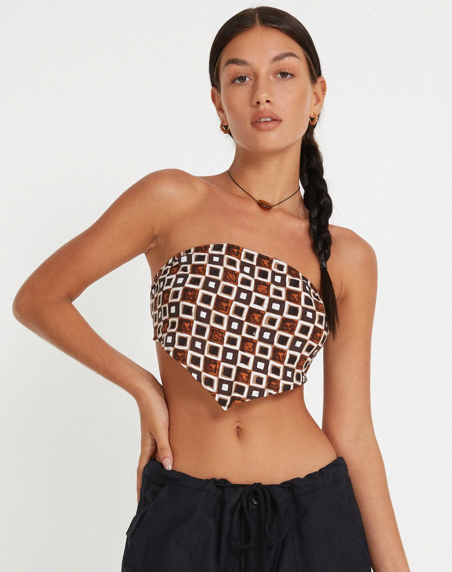 Nolda Crop Top on 90s Geo Brown