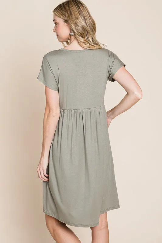 Olive V-Neck Dress