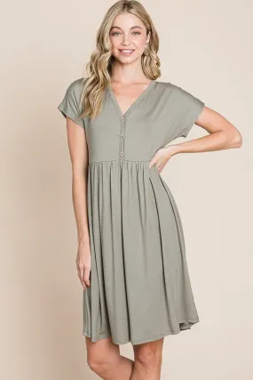 Olive V-Neck Dress