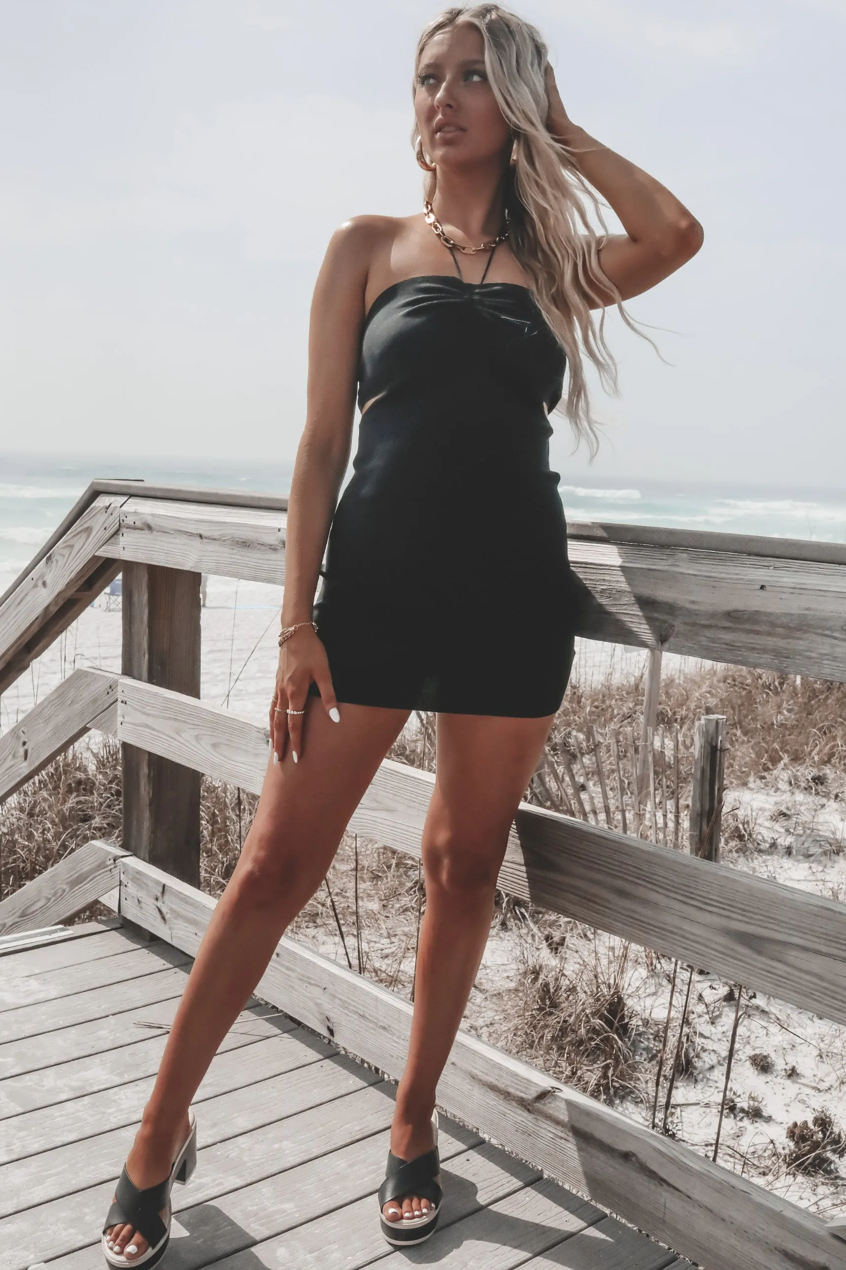 On Vacation Time Come Cut Out Sweater Dress