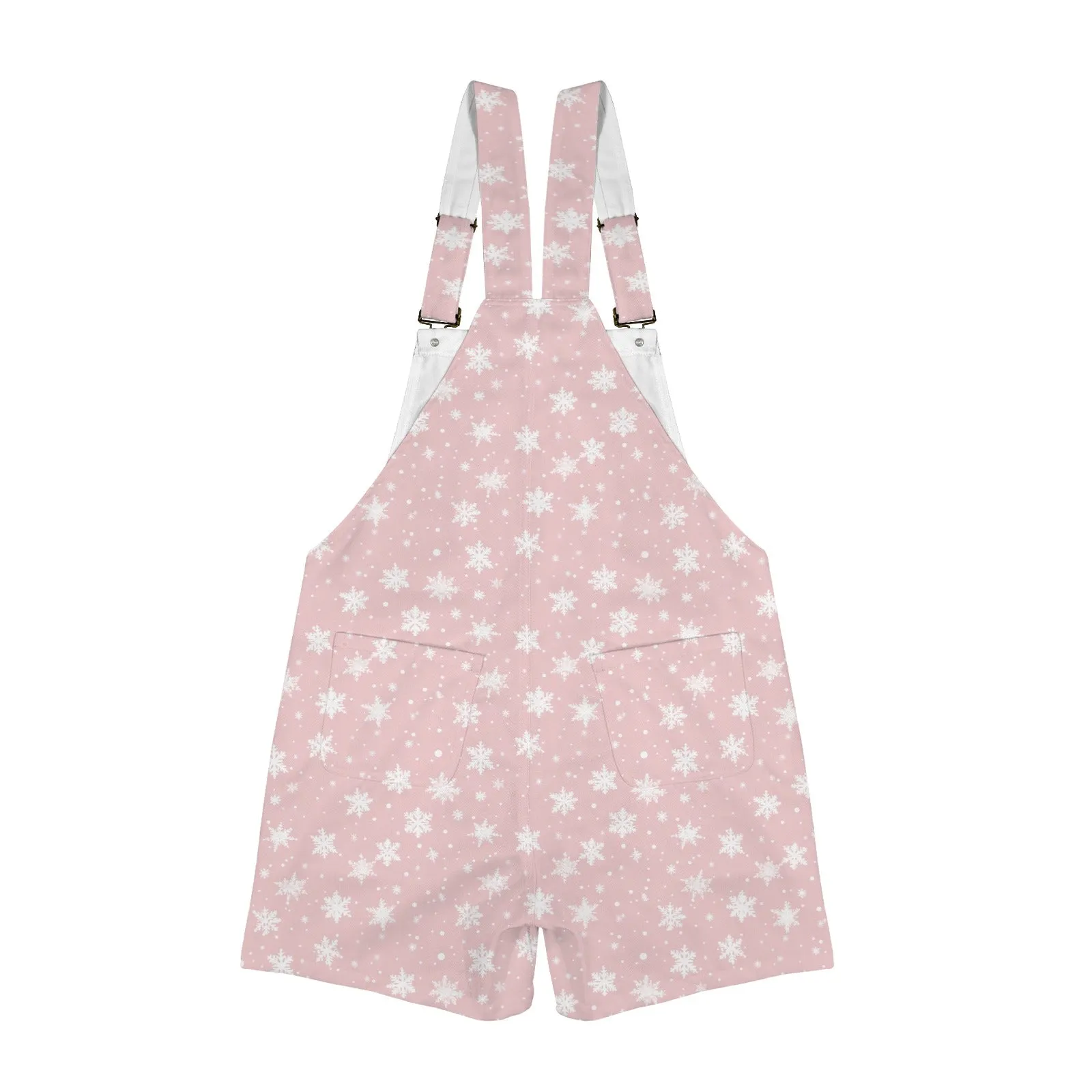 Pink Christmas Santa Unisex Shorts Suspender Jumpsuit