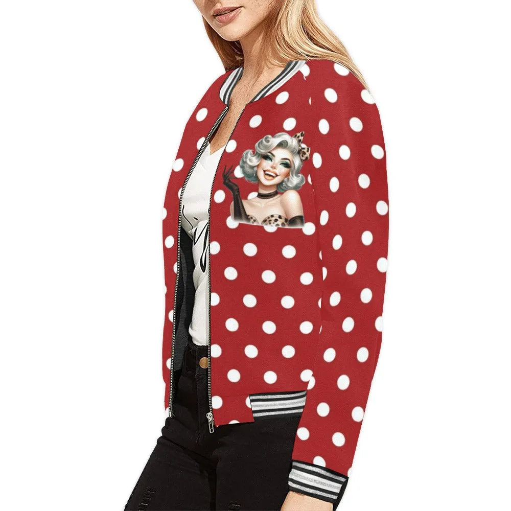 Polka Dots Bomber Jacket for Women