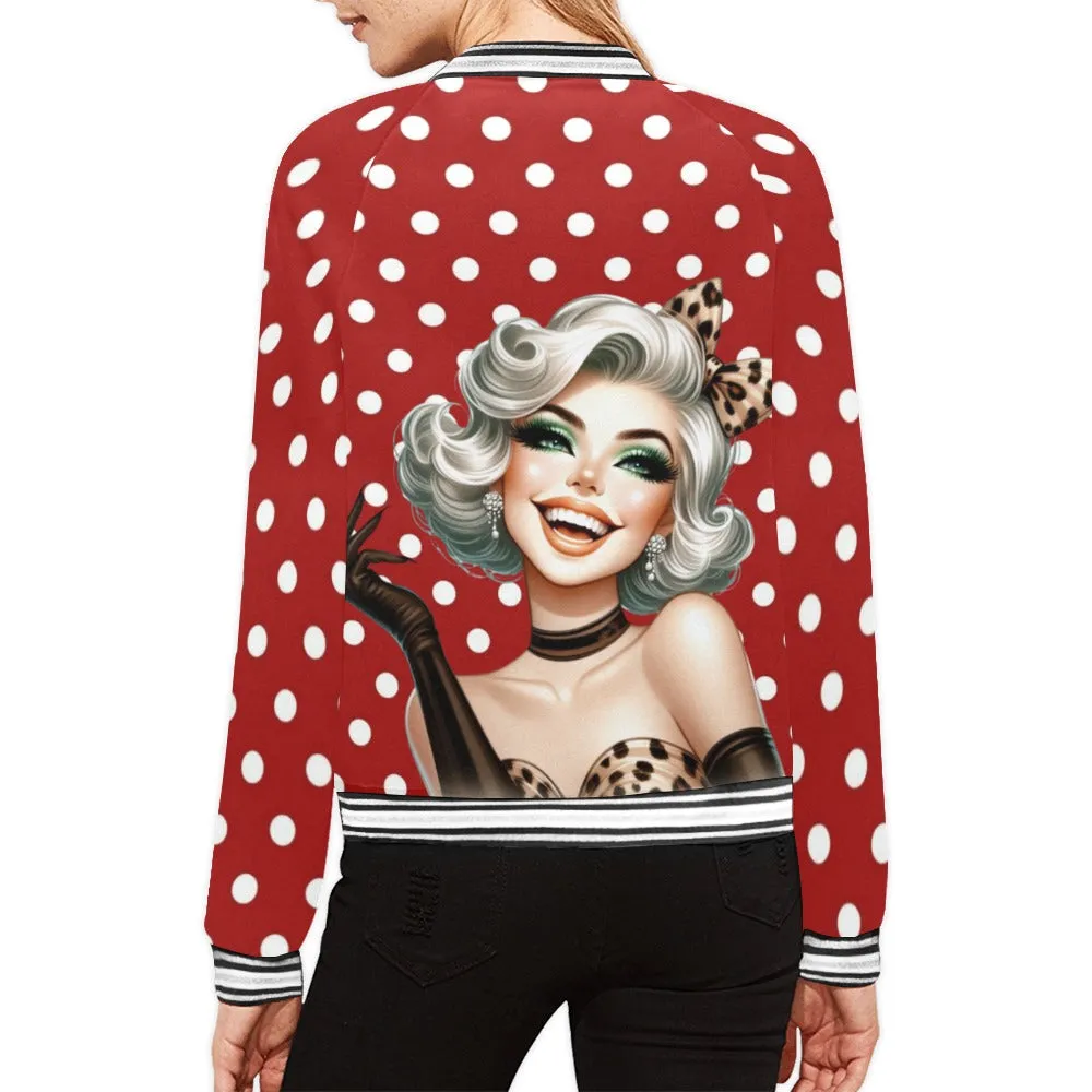 Polka Dots Bomber Jacket for Women