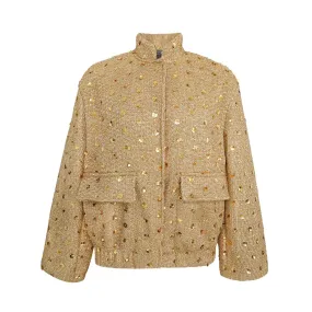 Pre Order:  Glitter Sequins Stand Collar Jacket