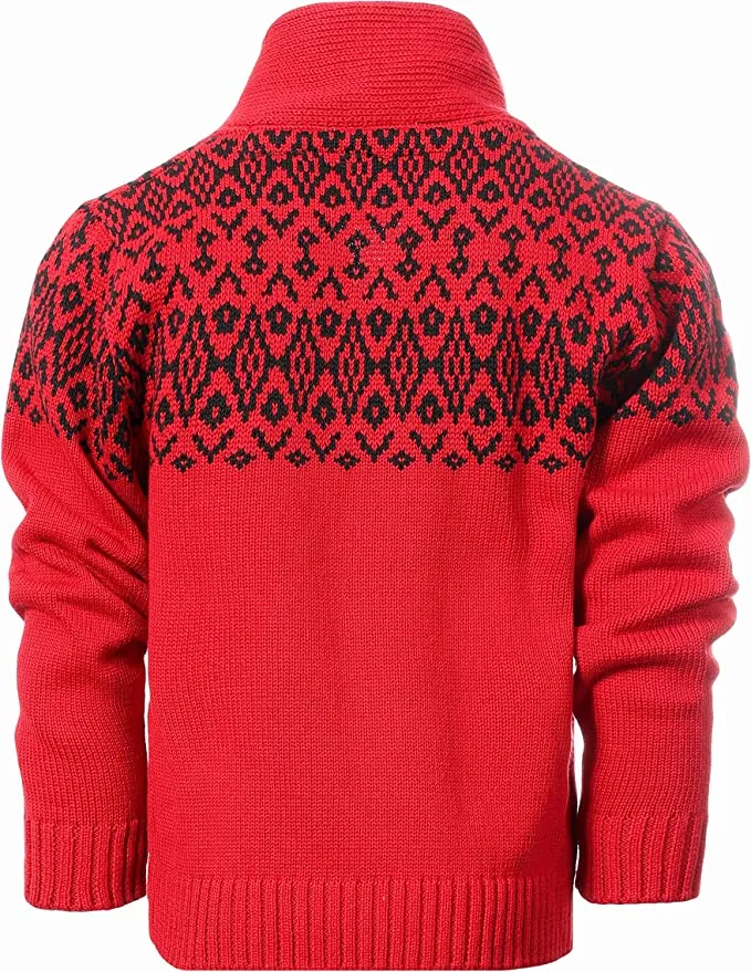 Pullover Knitted Sweater with Toggle Button Closure- Red