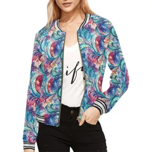 Rainbow Paisley Bomber Jacket for Women