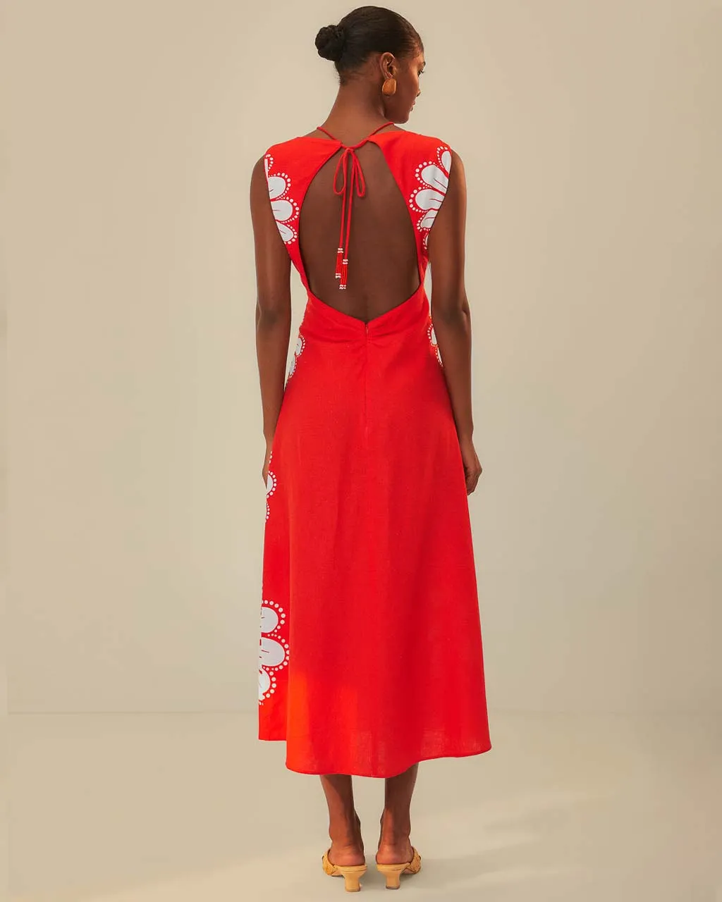 Red Ainika Shell Euroflax Midi Dress