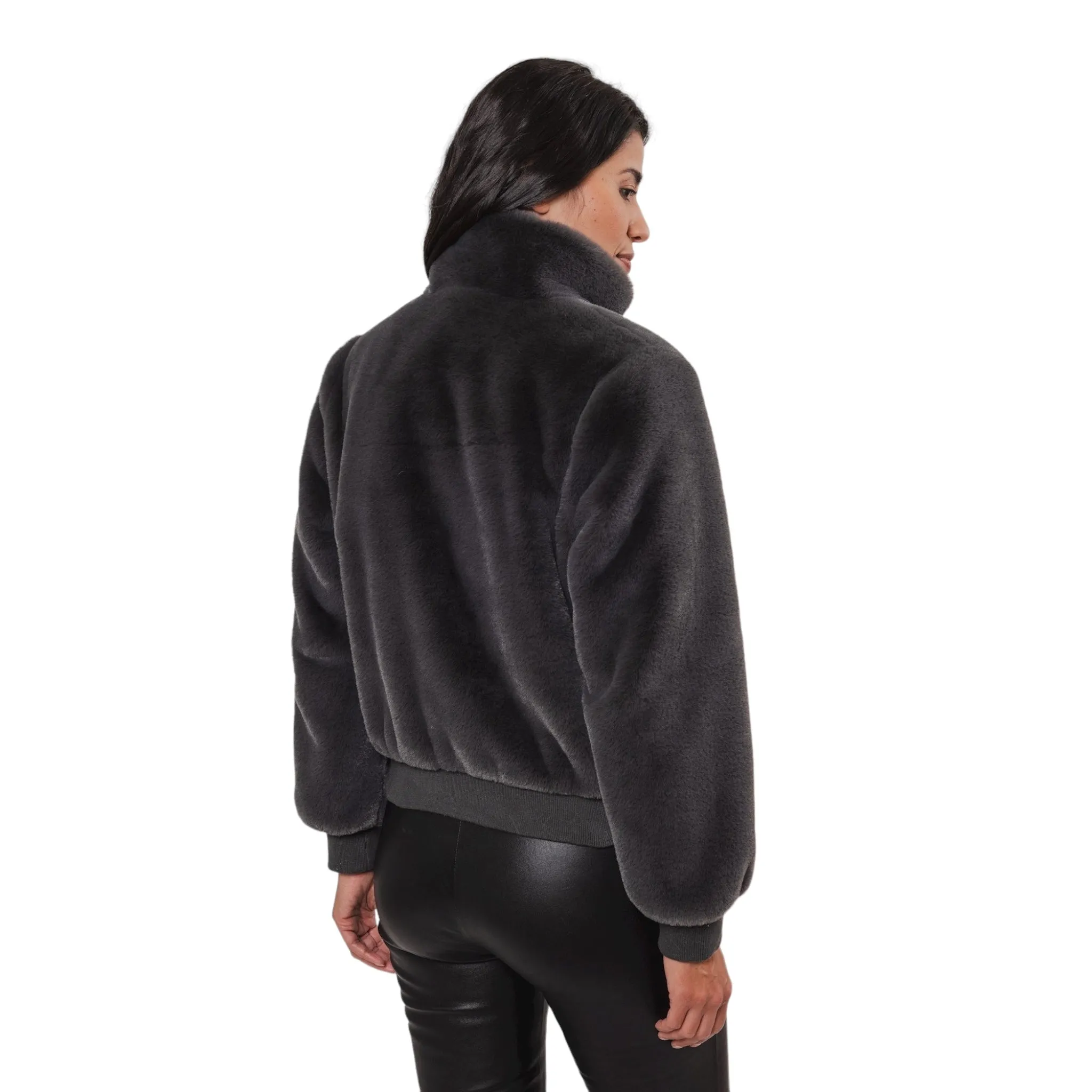 Rino & Pelle Ambra Short Faux Fur Jacket Graphite