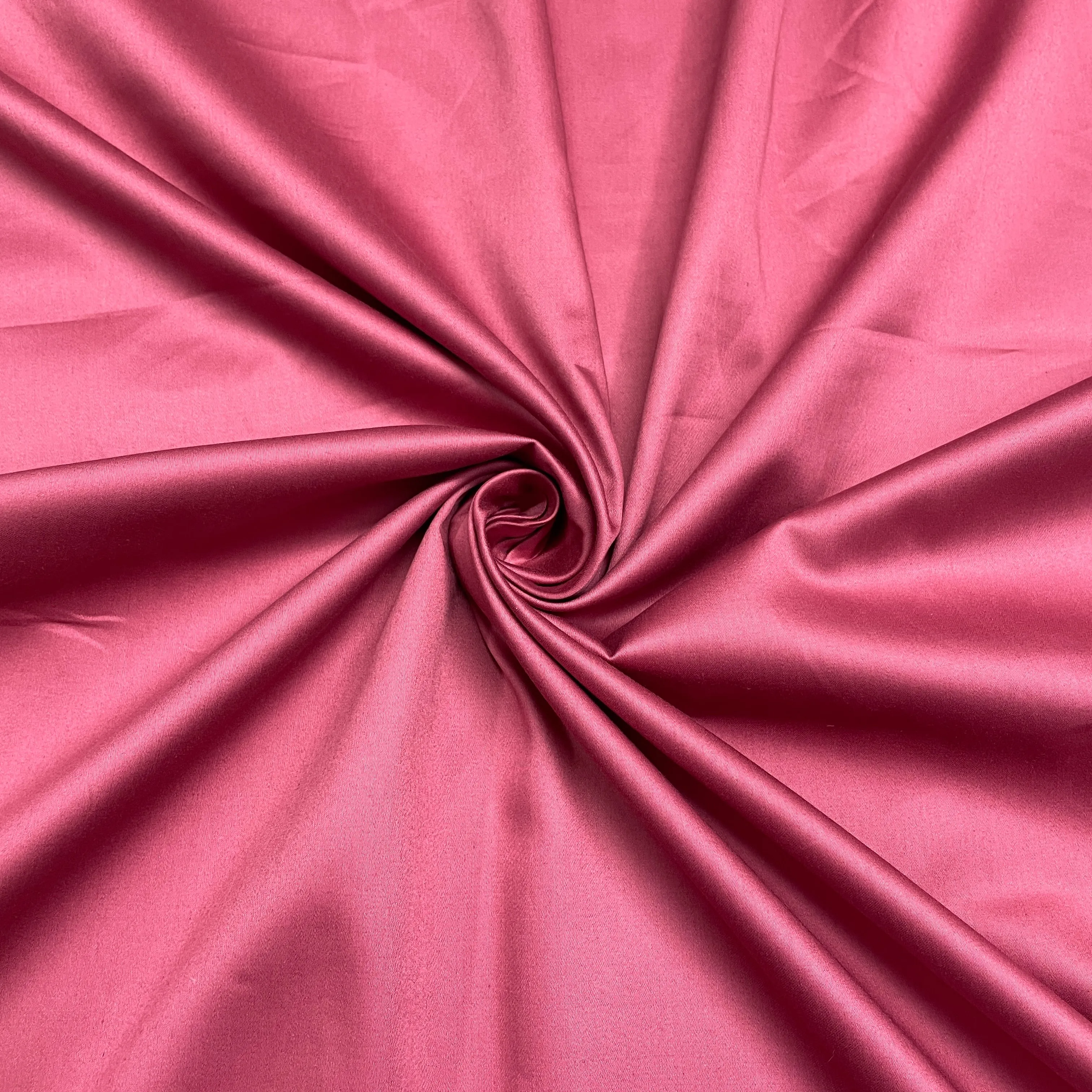 Rose Pink Solid Cotton Satin Fabric 1