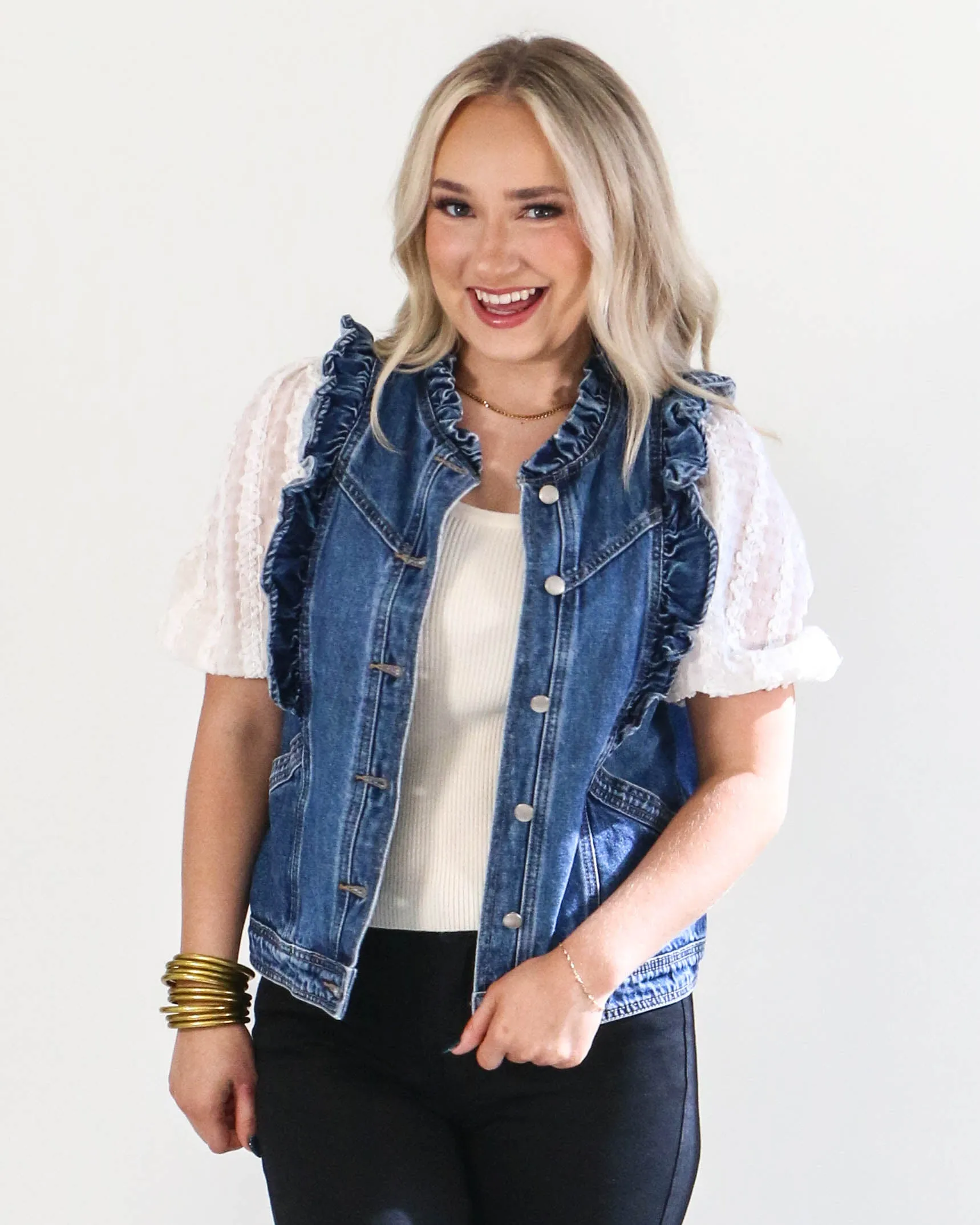 Ruffled Denim Vest