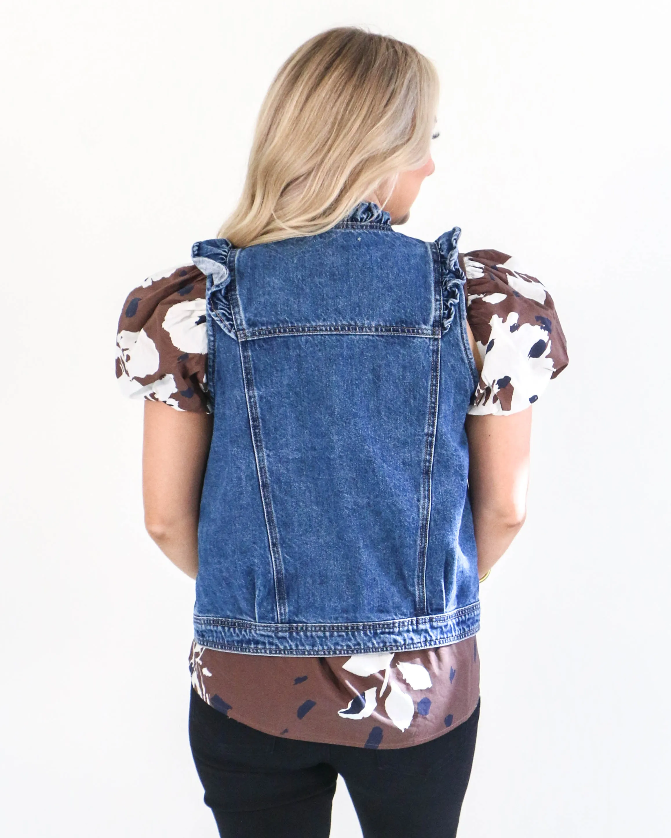 Ruffled Denim Vest